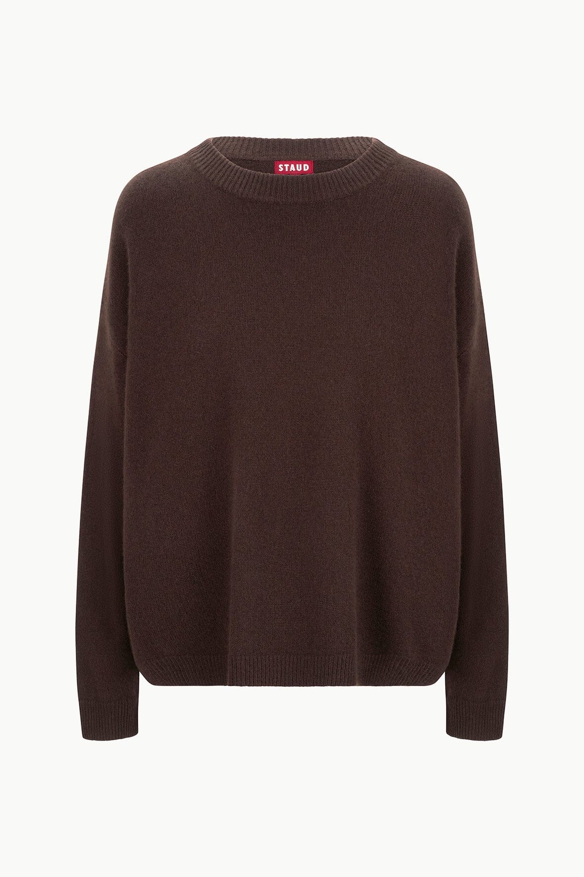 STAUD Clothing Serrano Cashmere Relaxed Crew Dark Chocolate