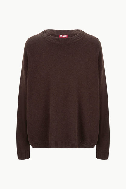 STAUD Clothing Serrano Cashmere Relaxed Crew Dark Chocolate