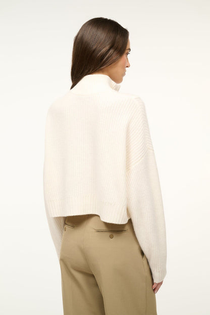 STAUD Clothing Cashmere Cropped Hampton Sweater Ivory