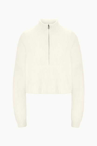 STAUD Clothing Cashmere Cropped Hampton Sweater Ivory