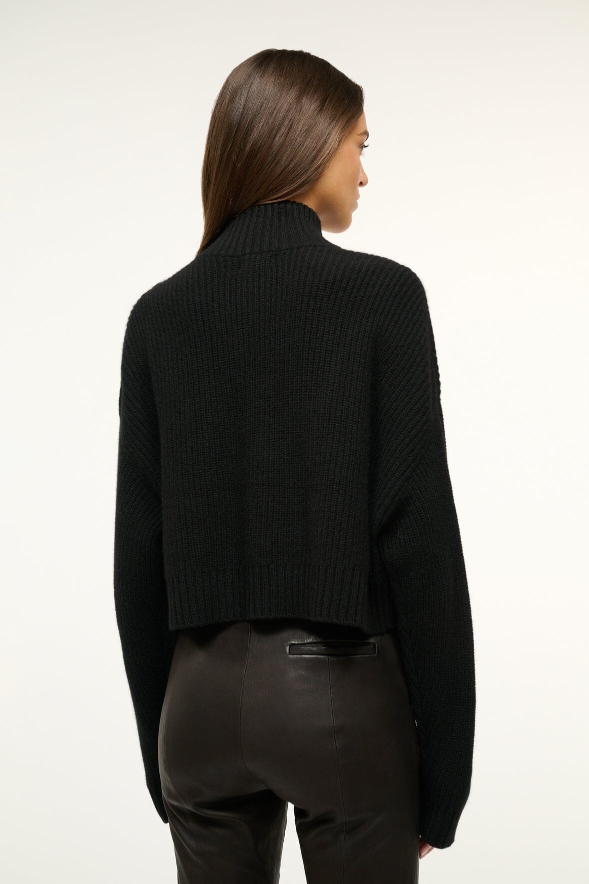 STAUD Clothing Cashmere Cropped Hampton Sweater Black