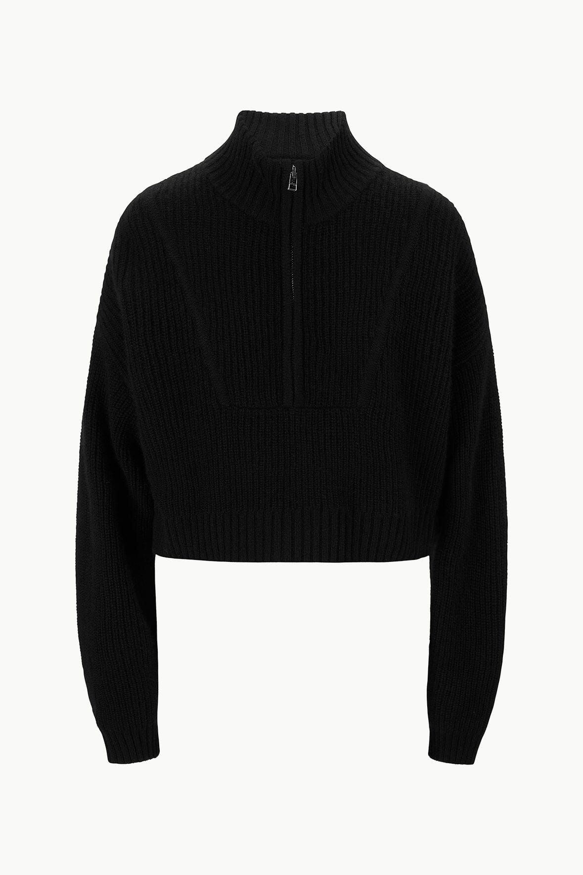 STAUD Clothing Cashmere Cropped Hampton Sweater Black