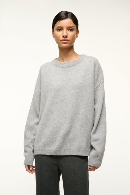 STAUD Clothing Serrano Cashmere Relaxed Crew Heather Grey