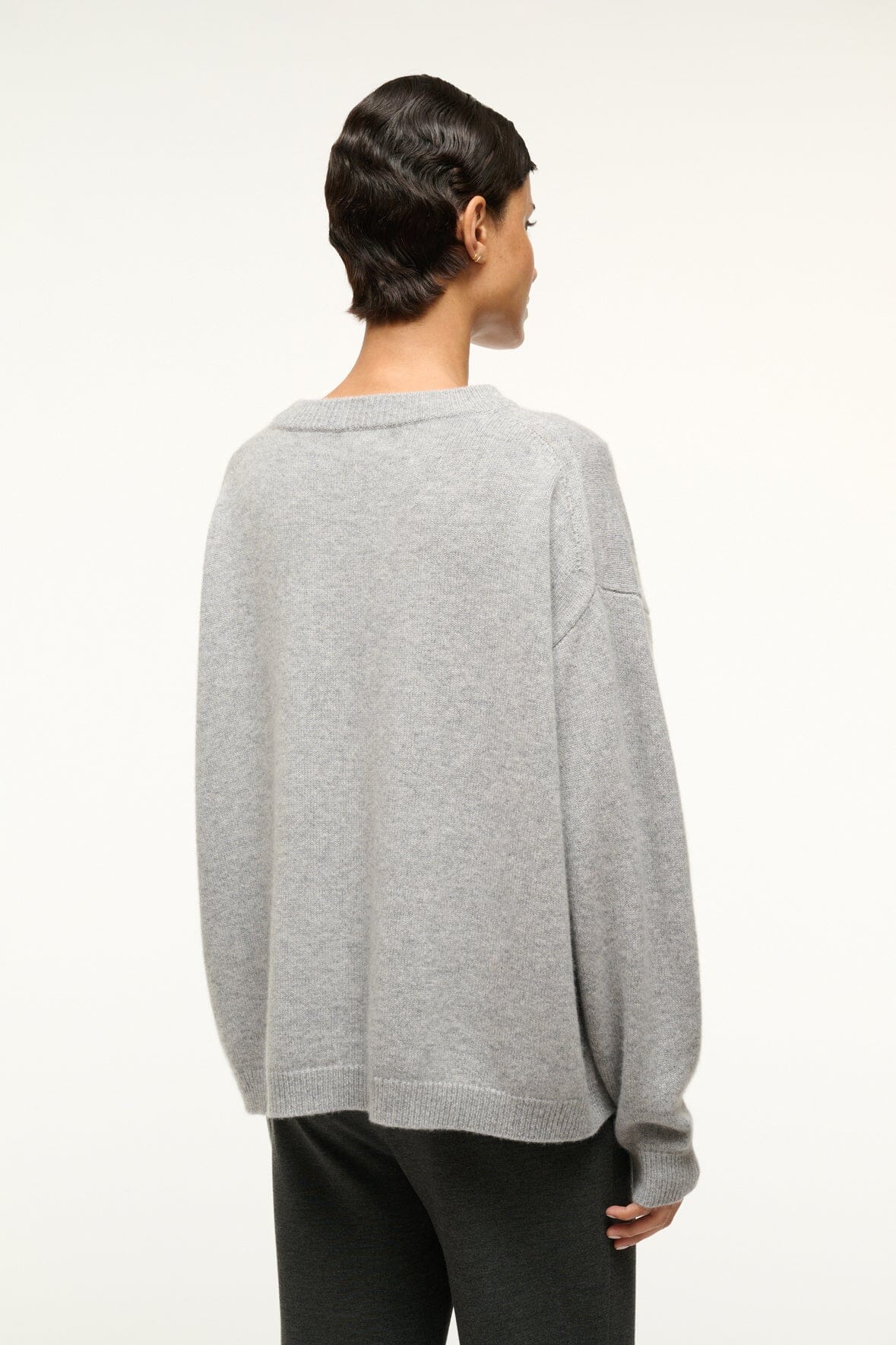 STAUD Clothing Serrano Cashmere Relaxed Crew Heather Grey