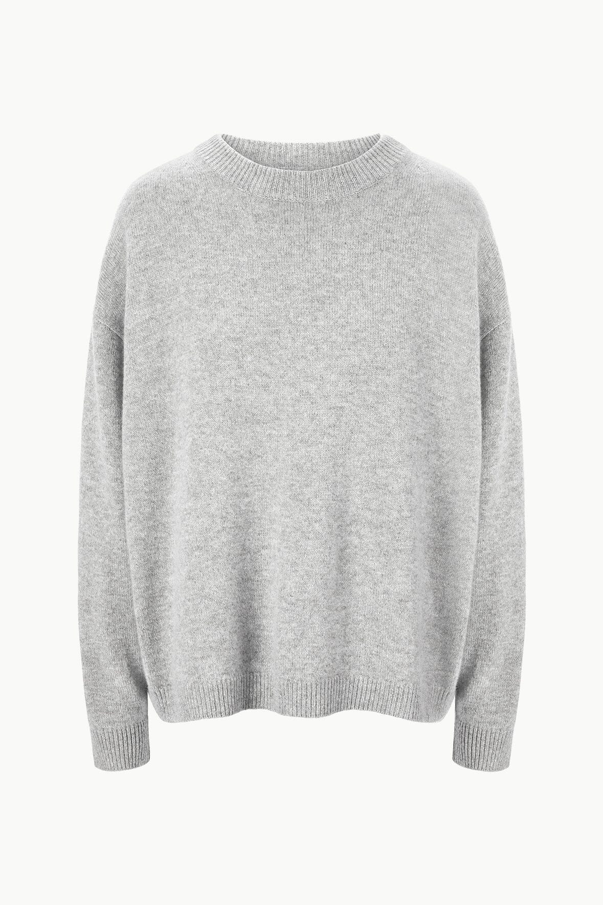 STAUD Clothing Serrano Cashmere Relaxed Crew Heather Grey