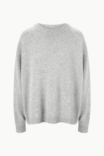 STAUD Clothing Serrano Cashmere Relaxed Crew Heather Grey