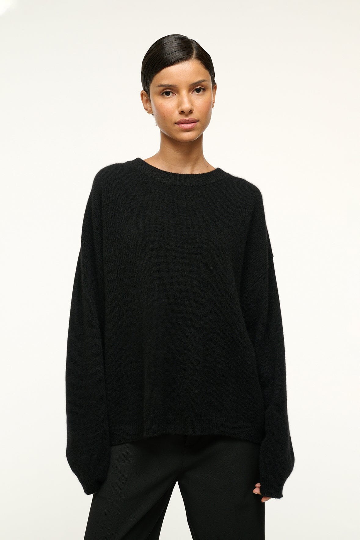 STAUD Clothing Serrano Cashmere Relaxed Crew Black