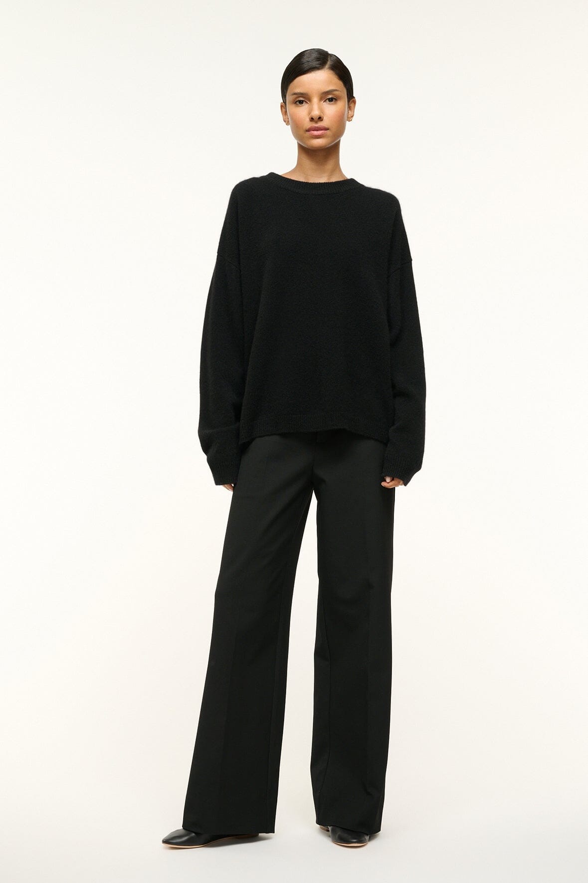 STAUD Clothing Serrano Cashmere Relaxed Crew Black