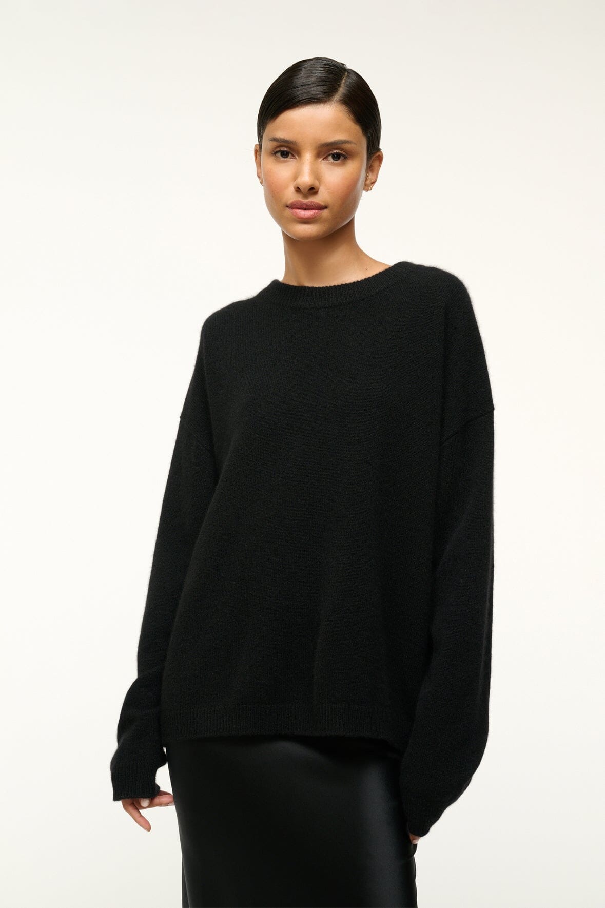 STAUD Clothing Serrano Cashmere Relaxed Crew Black