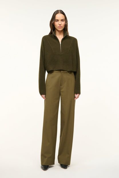 STAUD Clothing Cashmere Cropped Hampton Sweater Olive