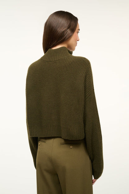 STAUD Clothing Cashmere Cropped Hampton Sweater Olive