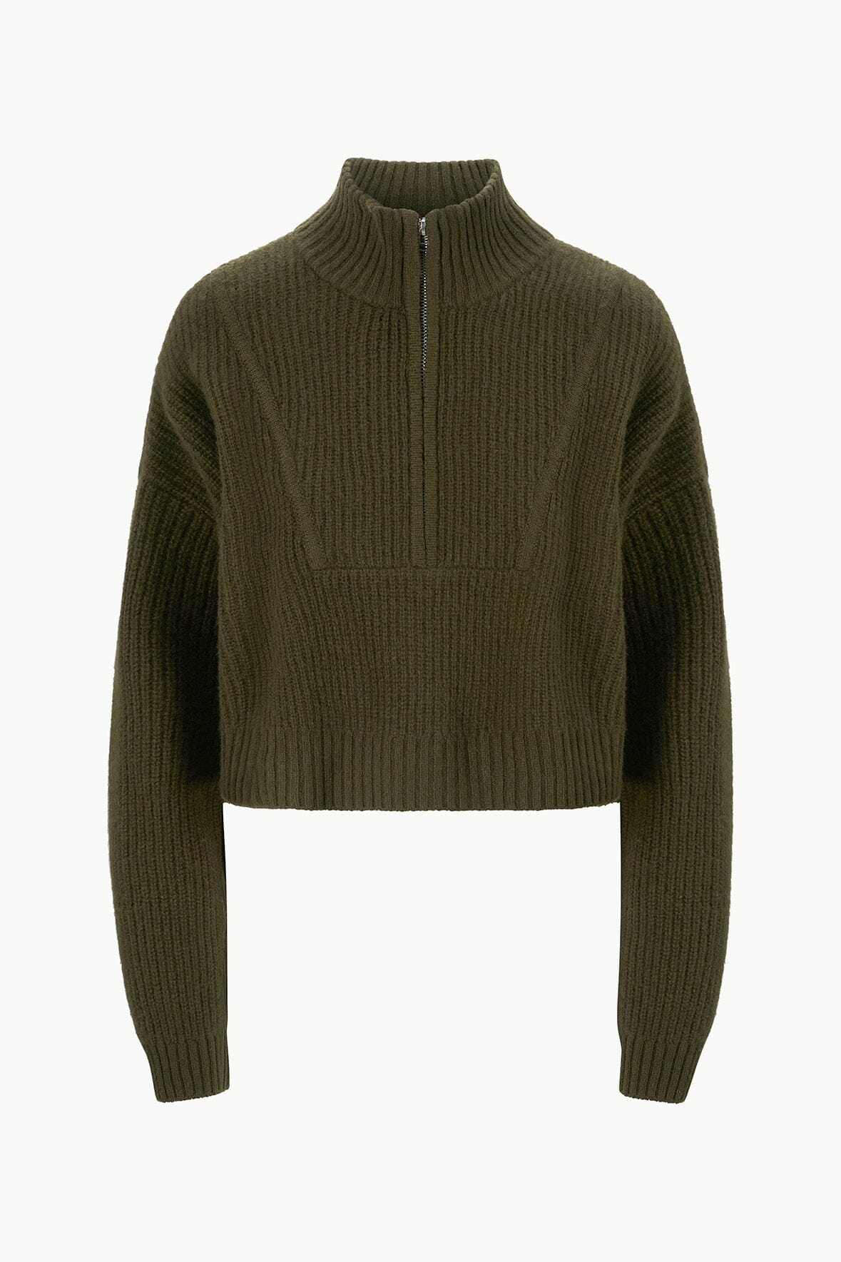STAUD Clothing Cashmere Cropped Hampton Sweater Olive