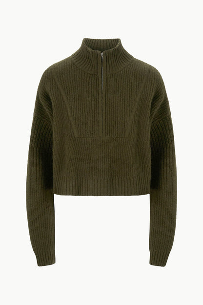 STAUD Clothing Cashmere Cropped Hampton Sweater Olive