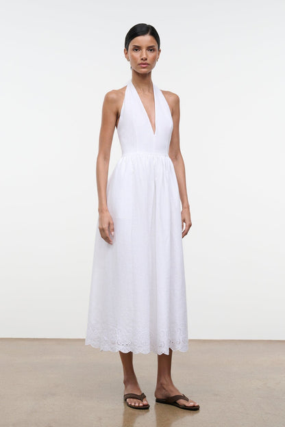 STAUD Dresses|Clothing Grazia Linen Dress White
