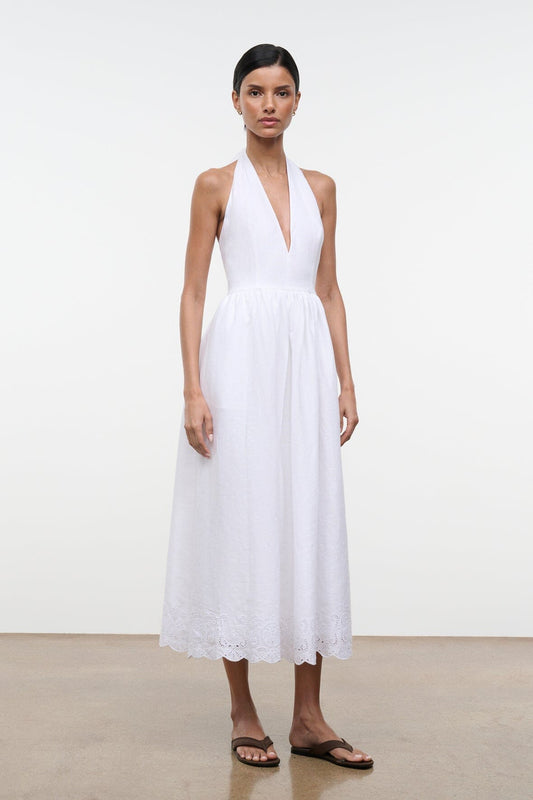 STAUD Dresses|Clothing Grazia Linen Dress White