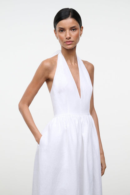 STAUD Dresses|Clothing Grazia Linen Dress White