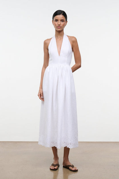 STAUD Dresses|Clothing Grazia Linen Dress White