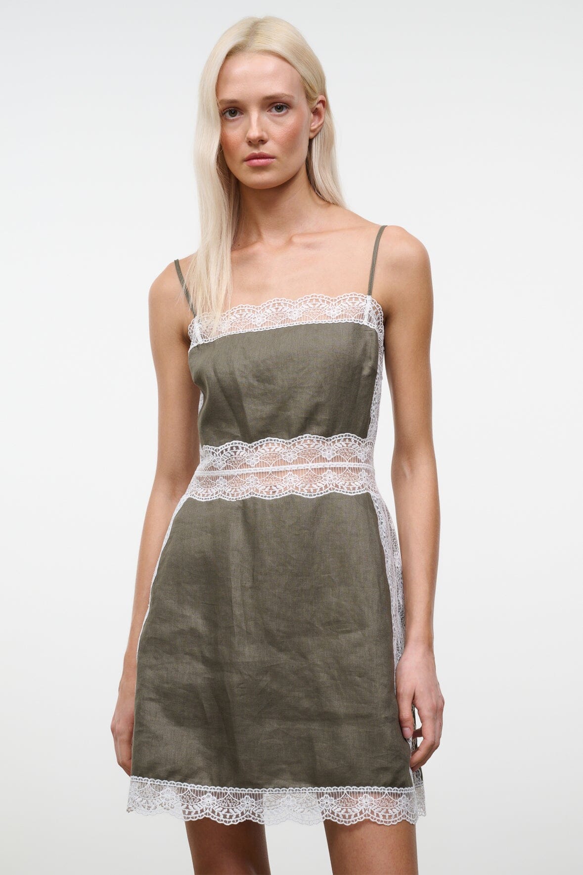 STAUD Dresses|Clothing Amalina Linen Mini Dress Thyme