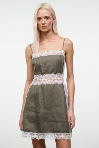 STAUD Dresses|Clothing Amalina Linen Mini Dress Thyme