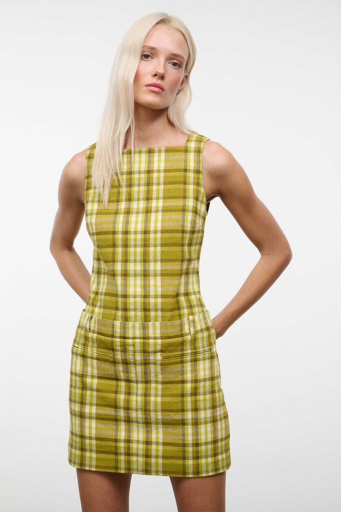 STAUD Dresses|Sale Shea Dress Pepperoncini Plaid