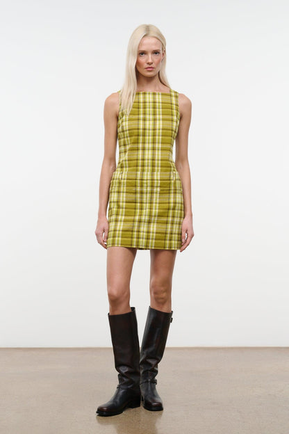STAUD Dresses|Sale Shea Dress Pepperoncini Plaid