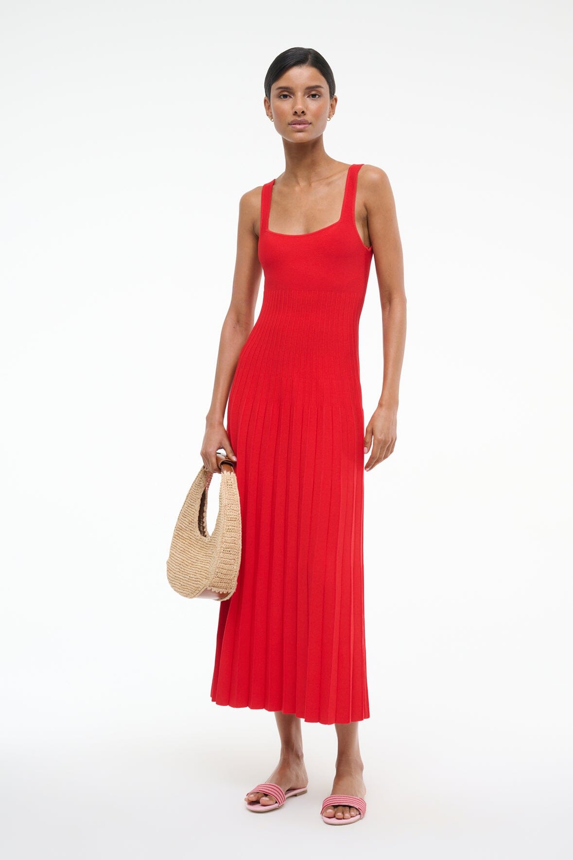 STAUD Dresses|Clothing Ellison Dress Red Rose