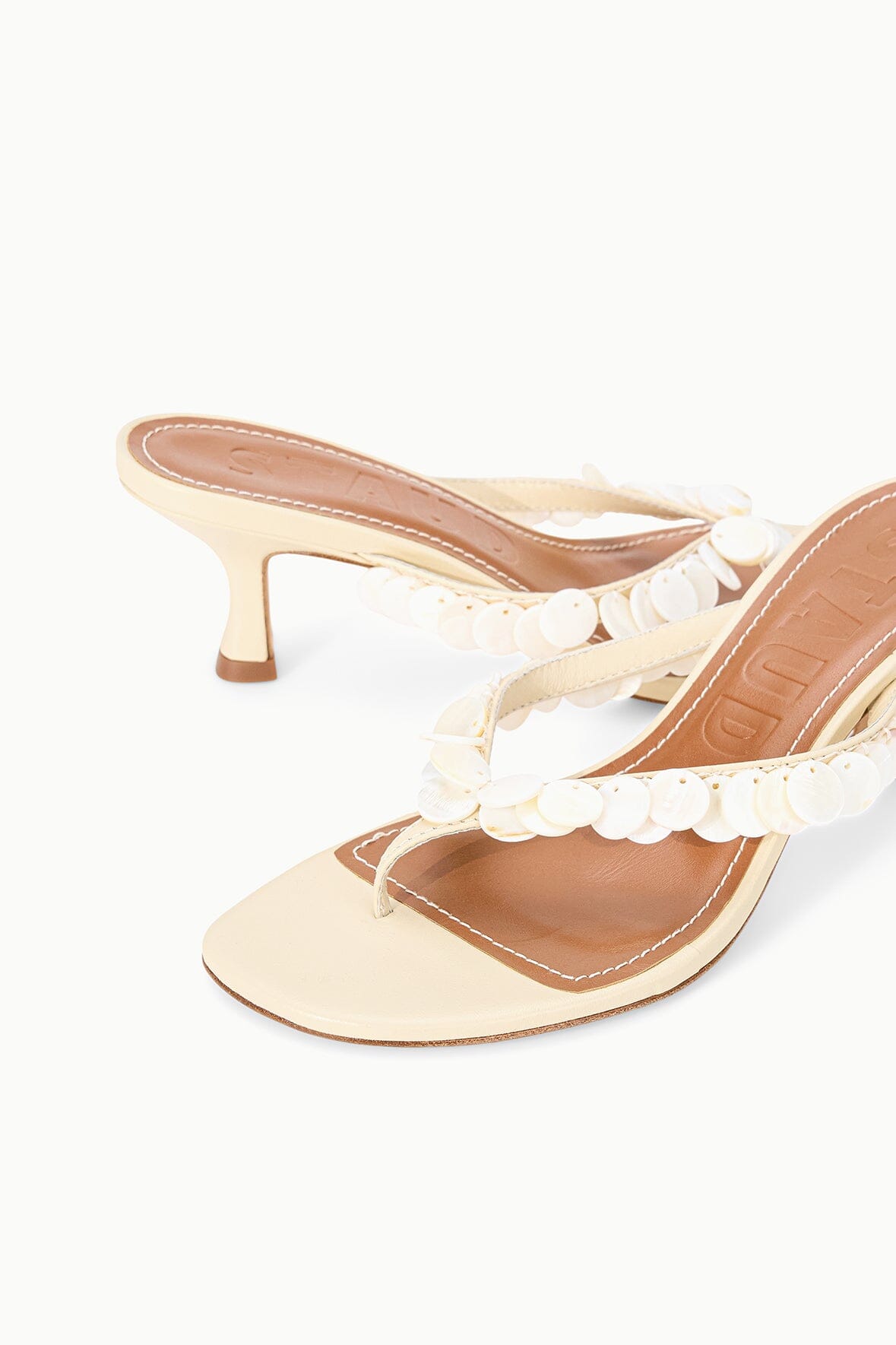 STAUD Dresses|Shoes Freja Cream Leather Kitten Heel Sandals - Staud