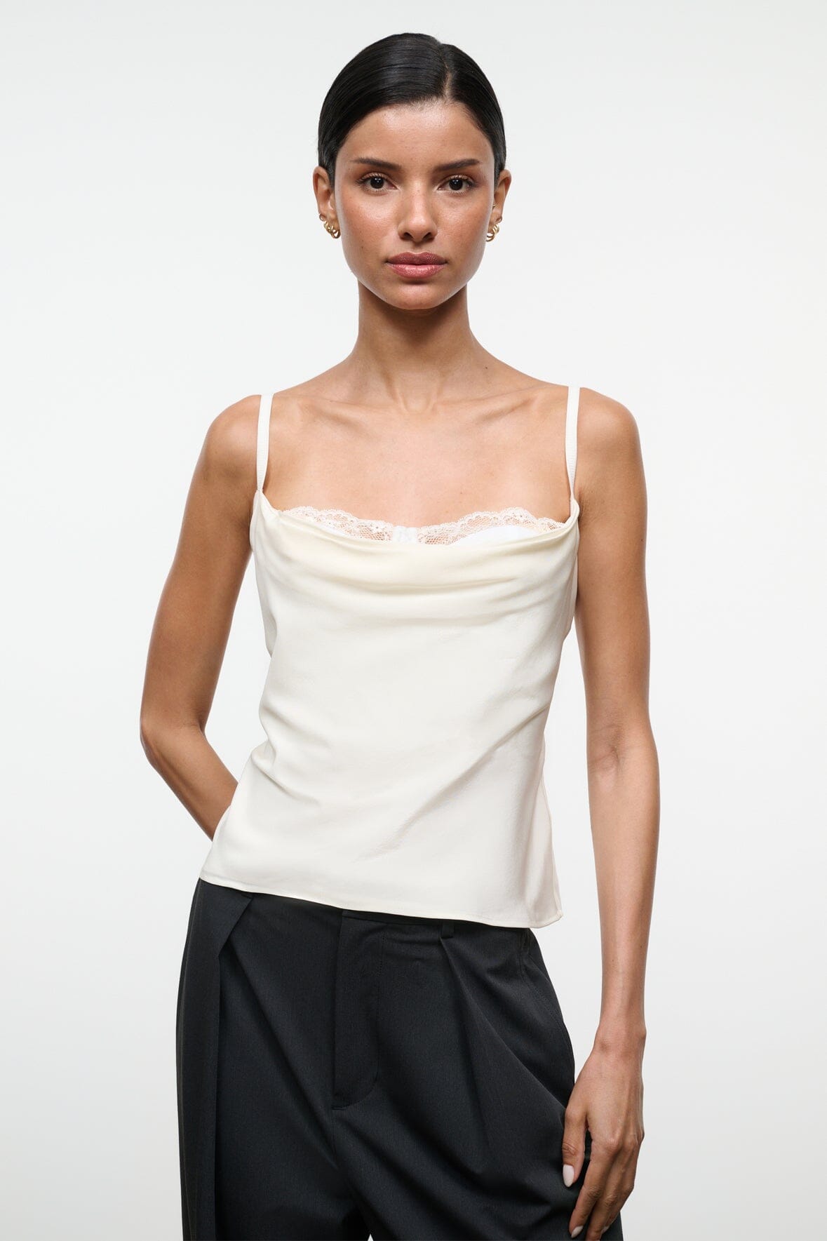 STAUD Dresses|Clothing Evangeline Silk Top Ivory