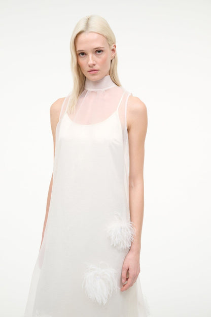 STAUD Dresses|Clothing Albee White Gown - Sheer Organza With Feather Details