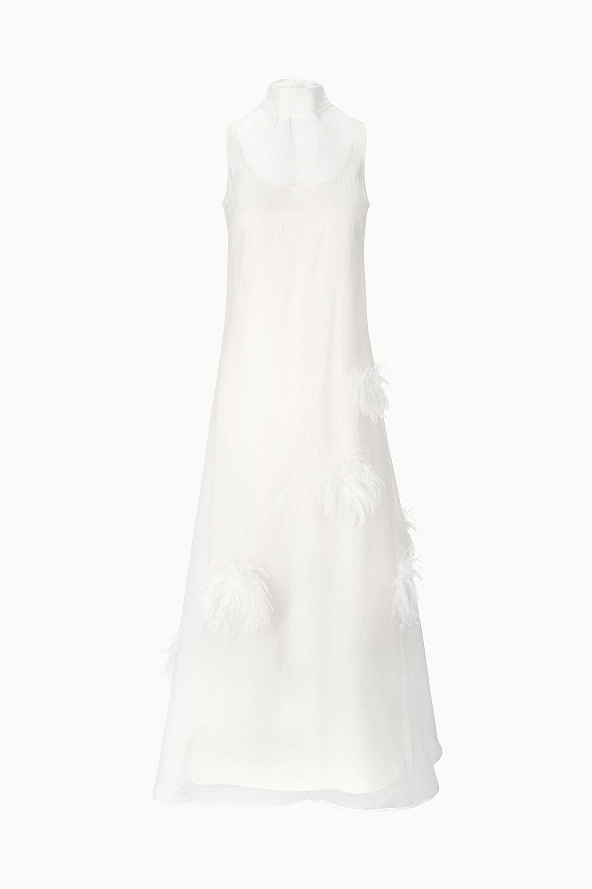 STAUD Dresses|Clothing Albee White Gown - Sheer Organza With Feather Details