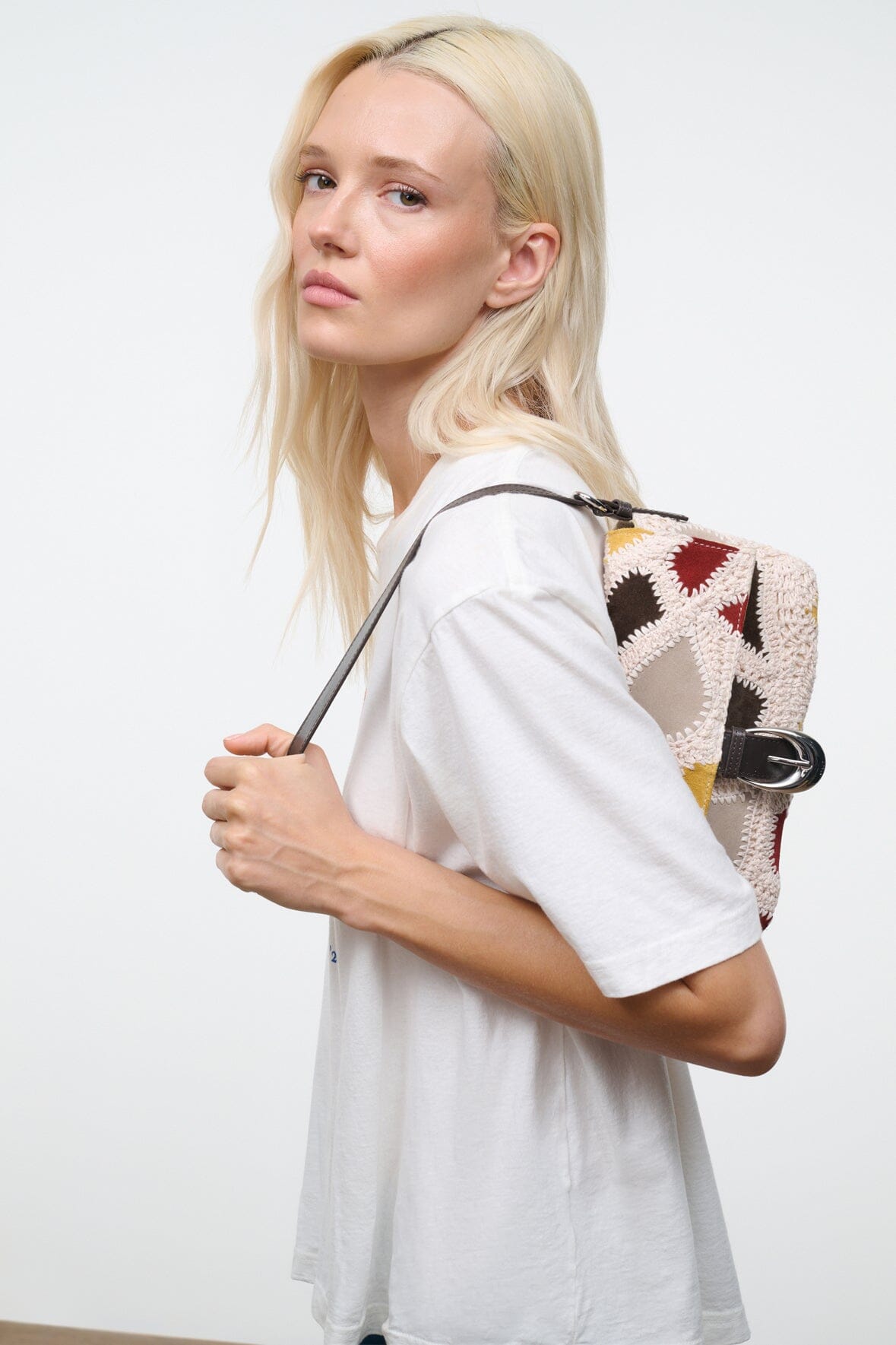 STAUD Handbags Harlow Bag Suede Patchwork