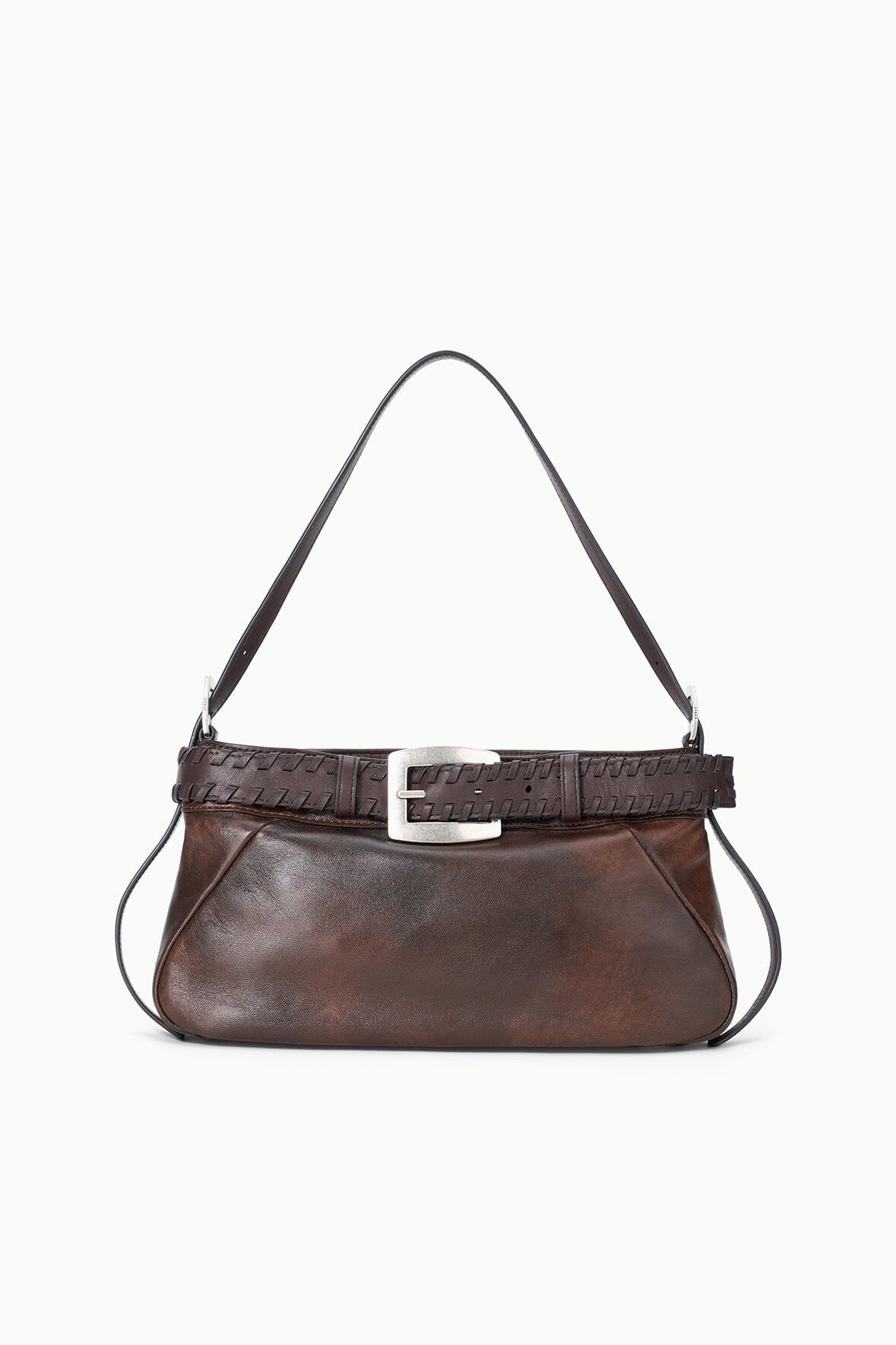 STAUD Handbags Brooklyn Shoulder Bag Espresso Distressed