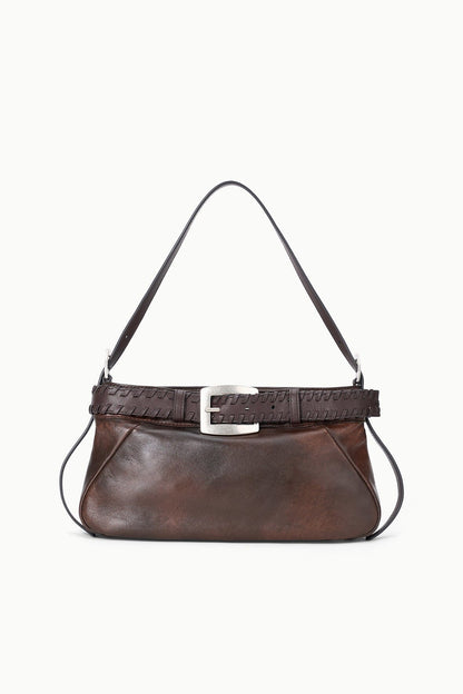 STAUD Handbags Brooklyn Shoulder Bag Espresso Distressed