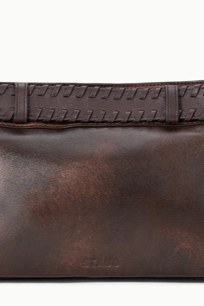 STAUD Handbags Brooklyn Shoulder Bag Espresso Distressed