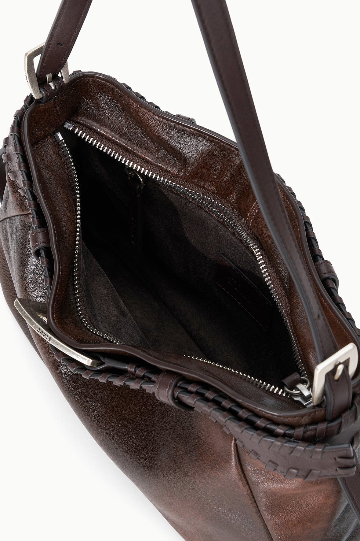 STAUD Handbags Brooklyn Shoulder Bag Espresso Distressed