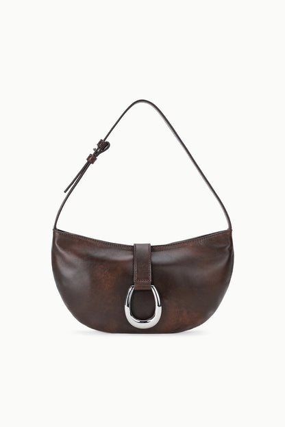 STAUD Handbags Harlow Crescent Shoulder Bag Espresso Distressed