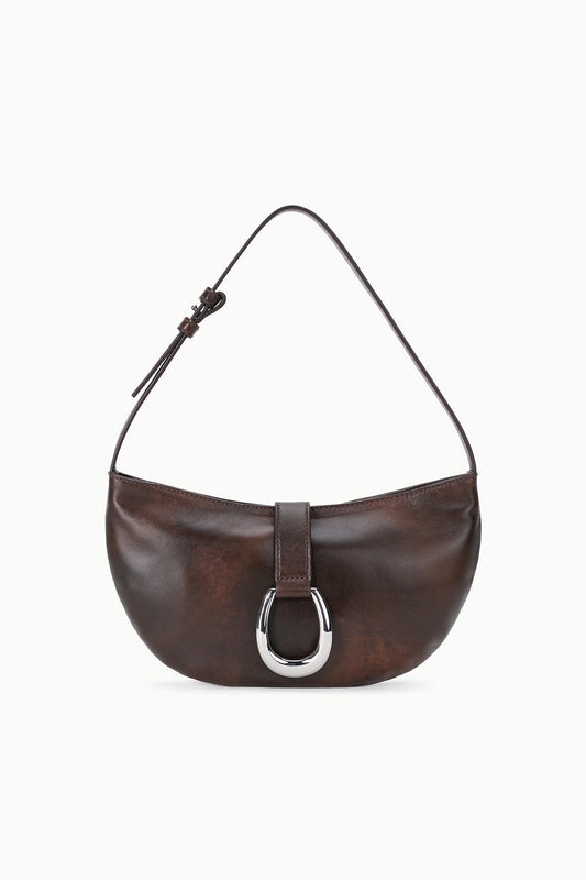 STAUD Handbags Harlow Crescent Shoulder Bag Espresso Distressed