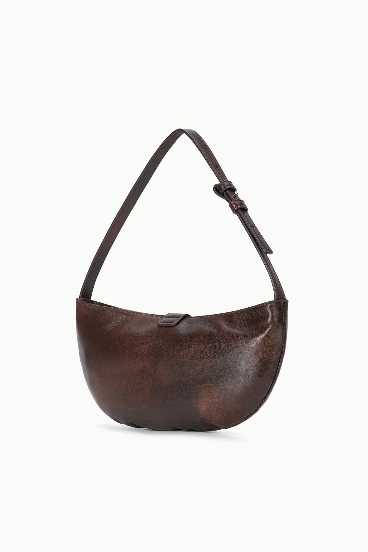 STAUD Handbags Harlow Crescent Shoulder Bag Espresso Distressed