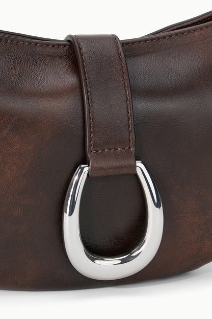 STAUD Handbags Harlow Crescent Shoulder Bag Espresso Distressed