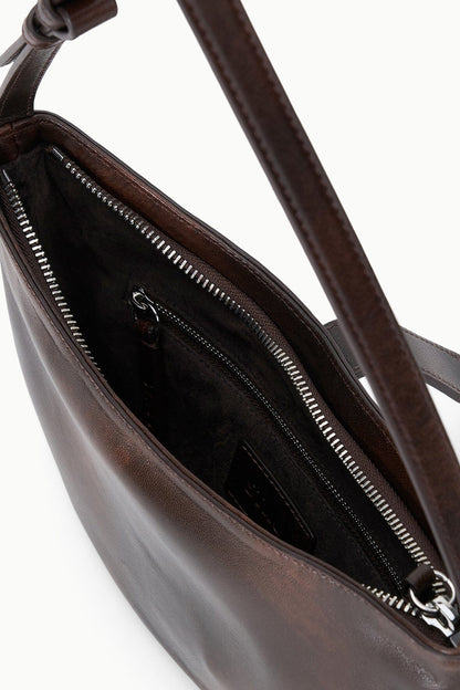 STAUD Handbags Harlow Crescent Shoulder Bag Espresso Distressed