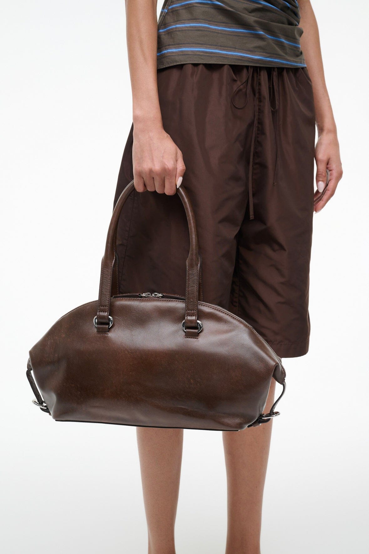 STAUD Handbags Hester Shoulder Bag Espresso Distressed