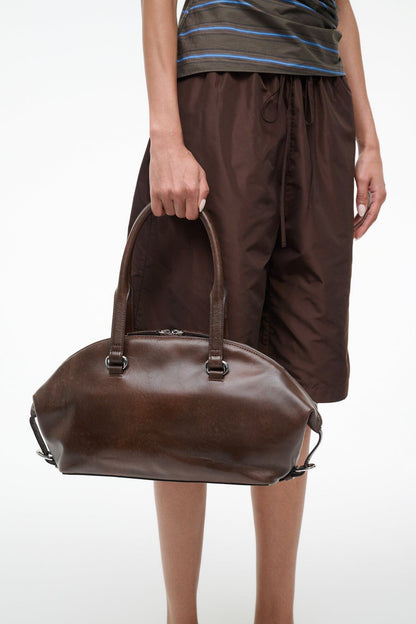 STAUD Handbags Hester Shoulder Bag Espresso Distressed