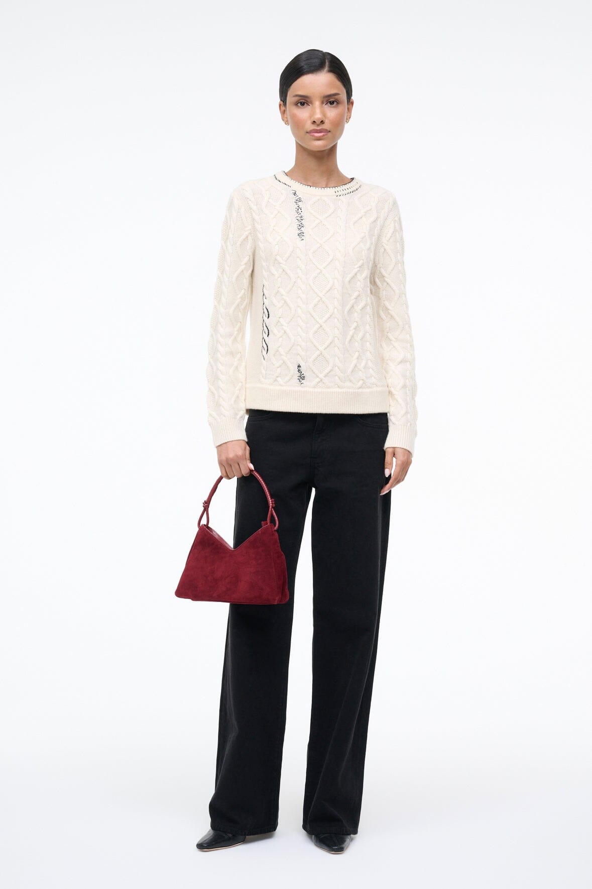 STAUD Handbags Valerie Shoulder Bag Pinot Suede
