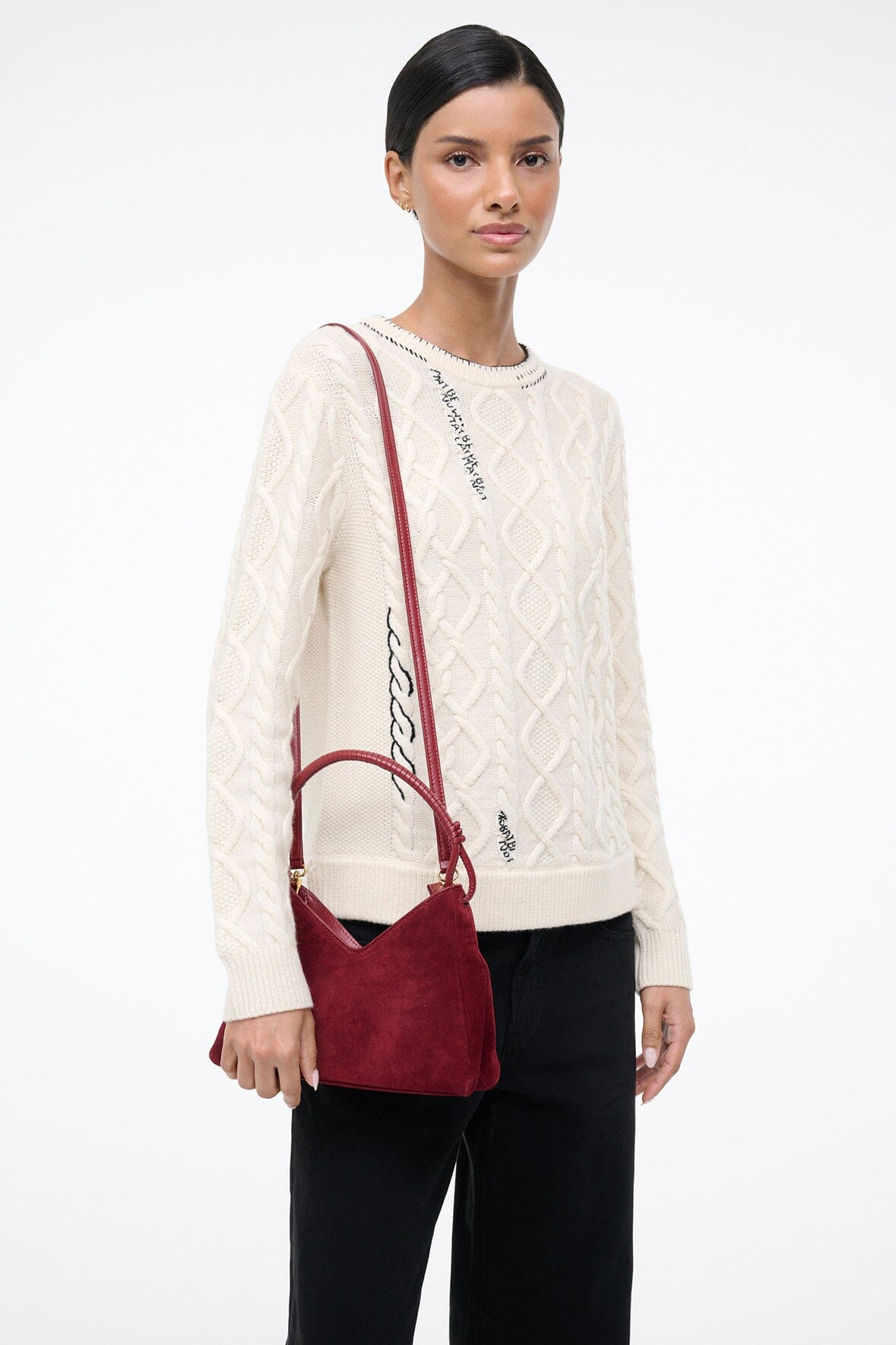 STAUD Handbags Valerie Shoulder Bag Pinot Suede