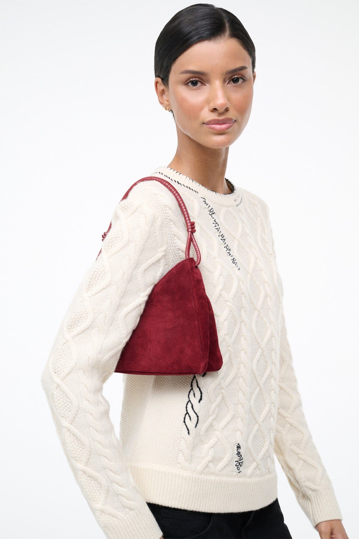 STAUD Handbags Valerie Shoulder Bag Pinot Suede