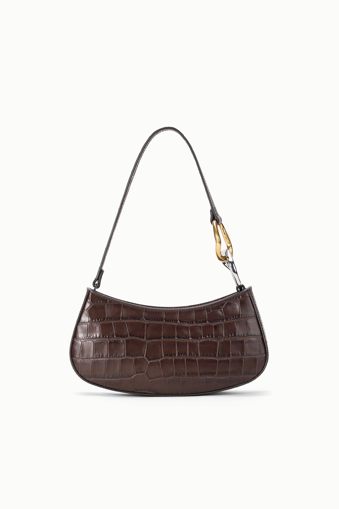 STAUD Handbags Ollie Bag Espresso Croc Leather Mini Shoulder Bag - Staud