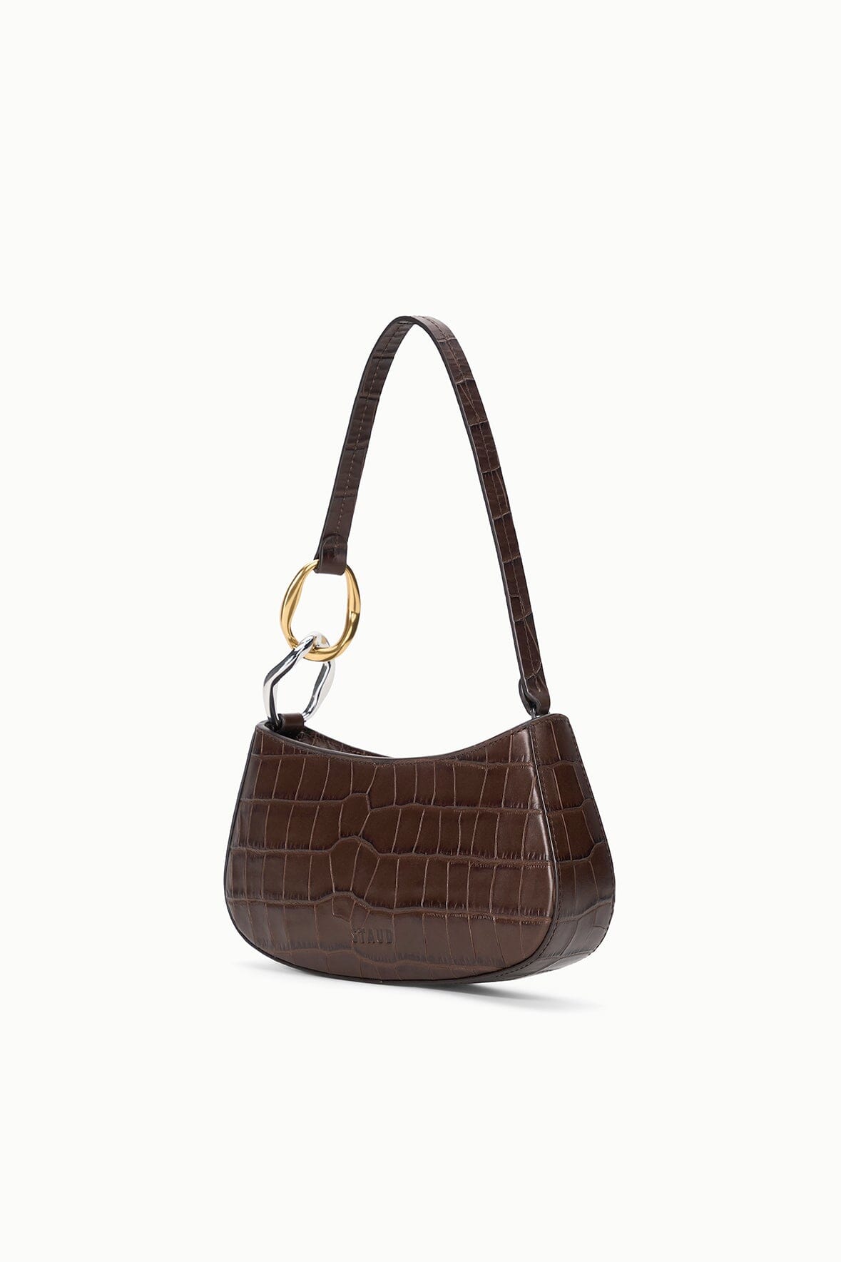 STAUD Handbags Ollie Bag Espresso Croc Leather Mini Shoulder Bag - Staud