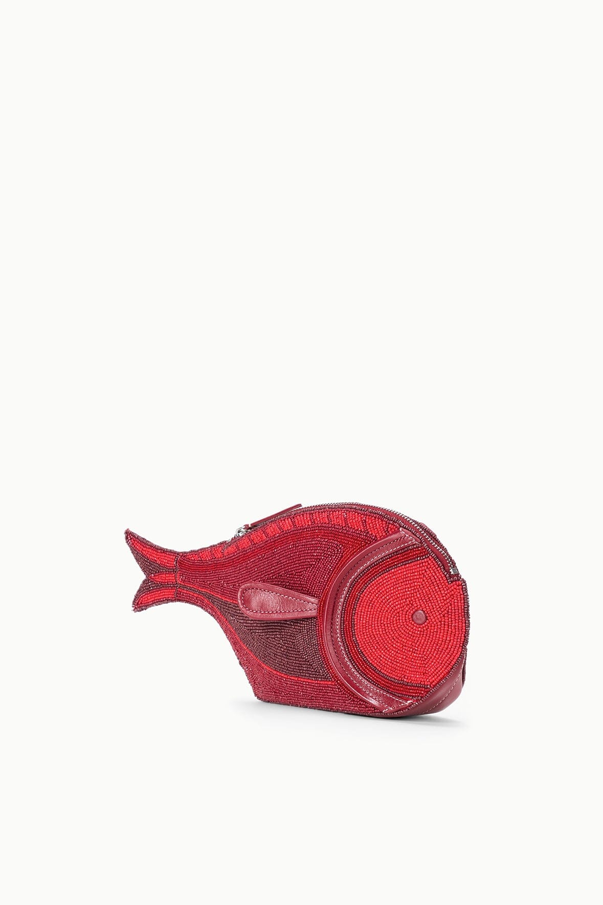 STAUD Handbags Pesce Beaded Clutch Red Multi