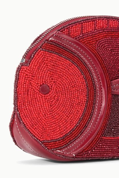 STAUD Handbags Pesce Beaded Clutch Red Multi