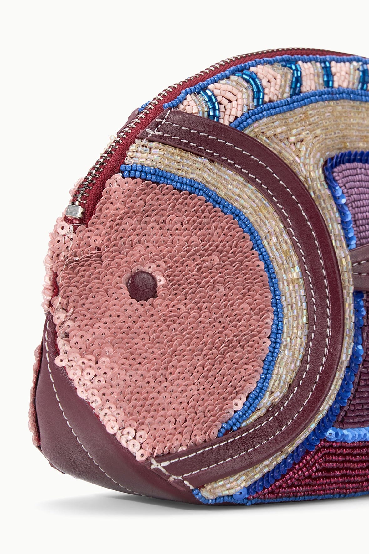 STAUD Handbags Pesce Beaded Clutch Ultraviolet